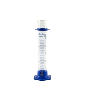 Cylinder Menzurka Szklana 50 ml z Plastikową Podstawą i Ruchomy Znacznik