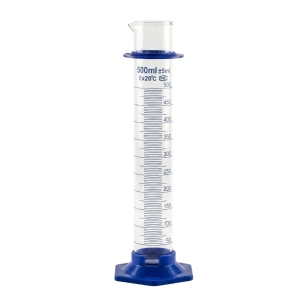 Cylinder Menzurka Szklana 500ML z Plastikową Podstawą i Ruchomy Znacznik
