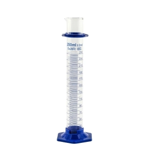 Cylinder Menzurka Szklana 250ML z Plastikową Podstawą i Ruchomy Znacznik