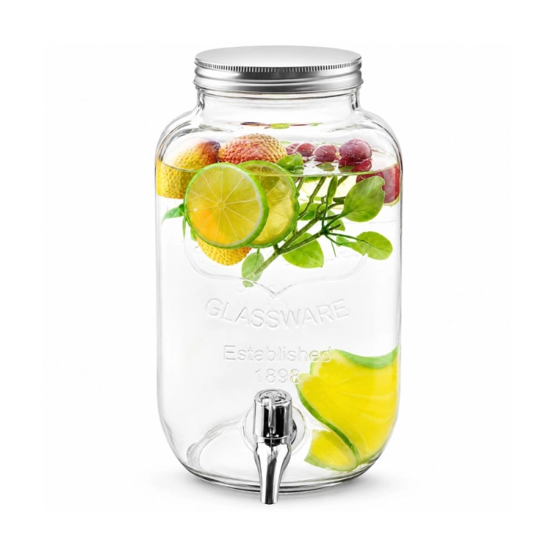 Słój Szklany na Lemoniadę 4L z Kranikiem i Metalową Zakrętką - LEMON - 1.jpg