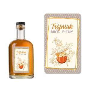 ETYKIETA SAMOPRZYLEPNA NA BUTELKĘ - MIÓD PITNY TRÓJNIAK ET38 / 1 szt