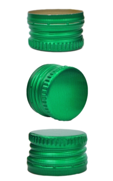 Zielona spirytusowa zakrętka aluminiowa 28x18 (28/18) do butelek 28 mm