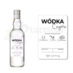Etykieta Samoprzylepna na Butelkę - WÓDKA CZYSTA JEDNORODNA ET92 / 1 szt