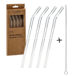 Słomki Szklane do Napojów Wielorazowe KPL 4 szt + Czyścik