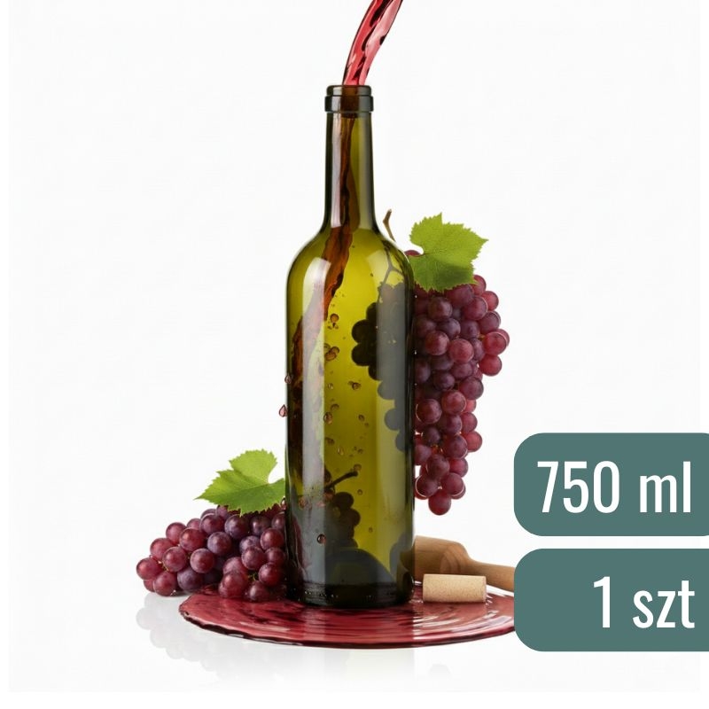 Butelka do wina Bordeaux 0,75 L oliwkowa – szklana 750 ml pod korek