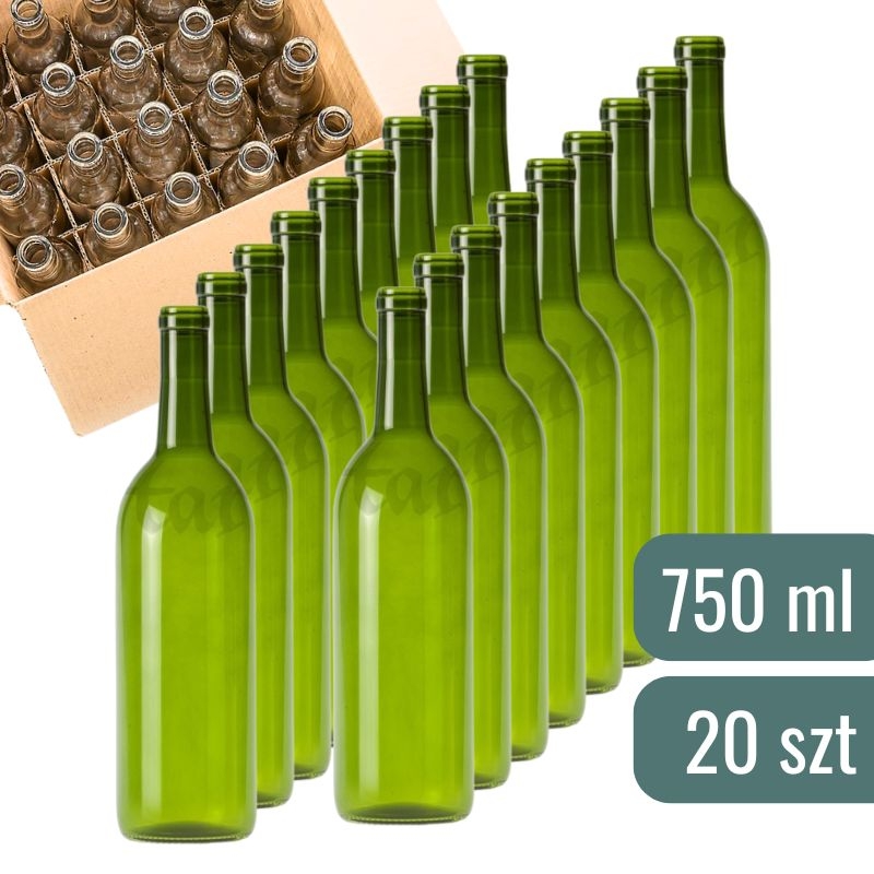 Butelki na wino 750 ml Zielona - 20 szt.jpg