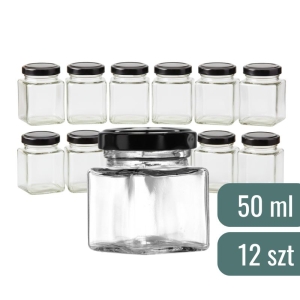 Słoik Kwadratowy 50 ML na Przyprawy i Przetwory z Wieczkiem fi 44 / 12 szt