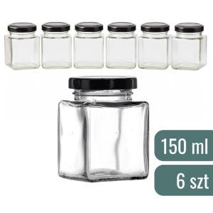 Słoik Kwadratowy 150 ML na Przyprawy i Przetwory z Wieczkiem fi 55 / 6 szt