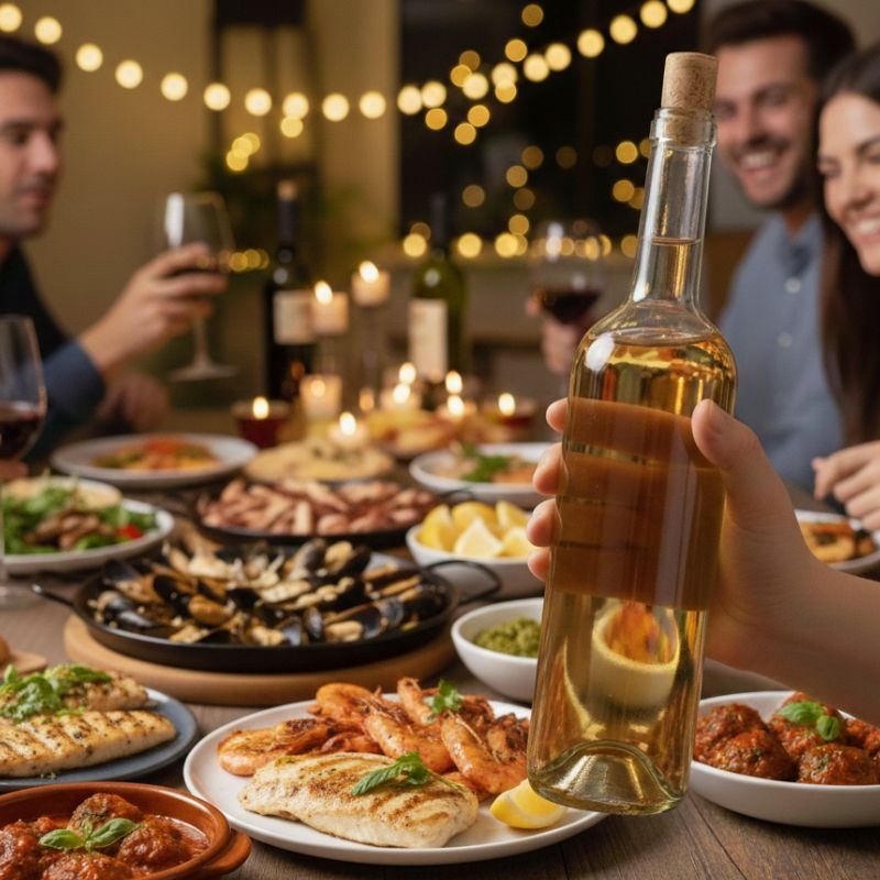 Butelka do wina biała (bezbarwna) 750 ml. Wklęsłe dno, zamknięcie na korek (brak gwintu). Idealna do win białych i różowych oraz cydru.