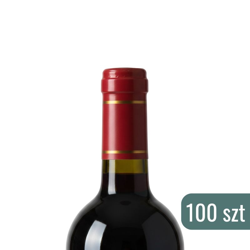 Kapturki Termokurczliwe Czerwony Połysk ze złotymi paskami - 100.jpg